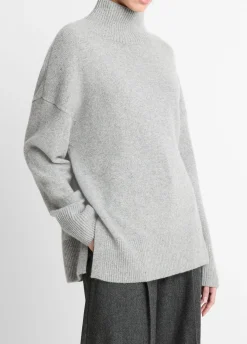 Wool-Cashmere Drop-Shoulder Turtleneck Sweater